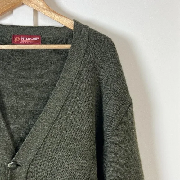 Vintage Pitlochry Cardigan Wool Green XL - Picture 2 of 6